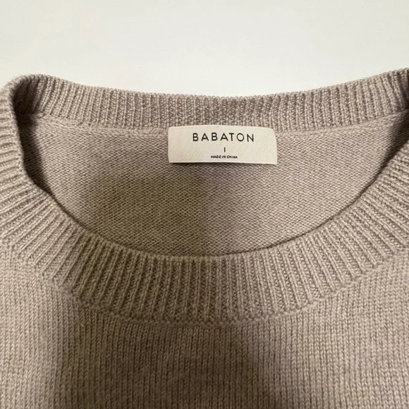 Babaton By Aritzia Womens Large Soft Brown 100% Merino Wool Crewneck Sweater Lux - Picture 3 of 9